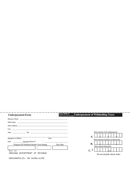 Form Wh-1u - Underpayment Of Withholding Taxes 2003 Printable pdf