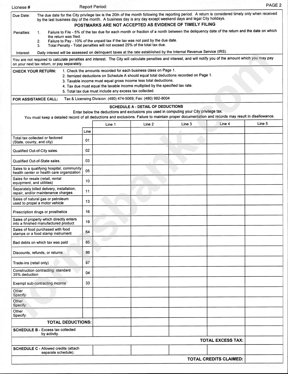 Aj Form 100 - City Of Apache Junction Privilege (Sales) Tax Return - (May 2007)