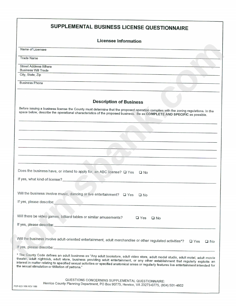 New Bussiness License Application Form - 2011