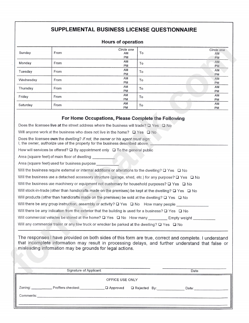 New Bussiness License Application Form - 2011