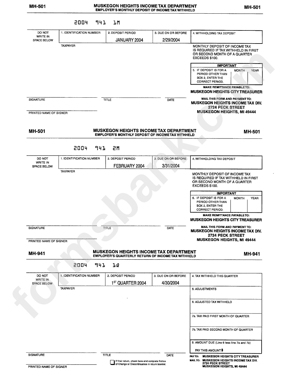 Form Mh-501 - Employer