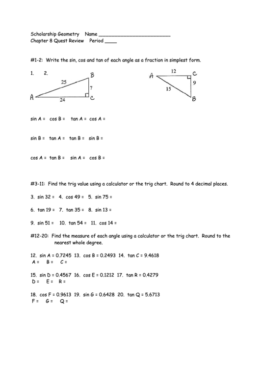 Scholarship Geometry Worksheet Printable pdf