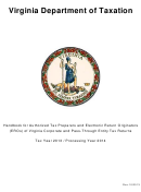 Log For Authorized Tax Preparers & Electronic Return Originators Of Virginia Corporate & Pte Tax Returns - Virginia Department Of Taxation - 2013
