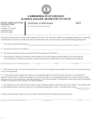 Form Wfe - Certificate Of Withdrawal - Foreign Business Entity - 2011