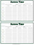 Weekly Screen Time Card Template
