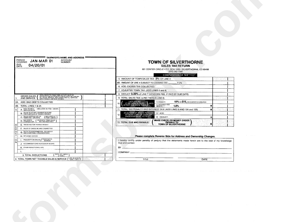 Sales Tax Return Form State Of Colorado printable pdf download