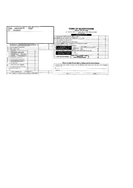 Sales Tax Return Form - State Of Colorado Printable pdf