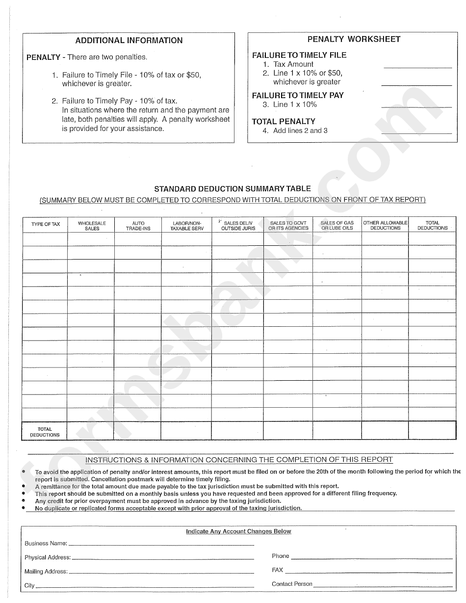 Rental-Lease Tax Report Form - Municipality Of Gulf Shores