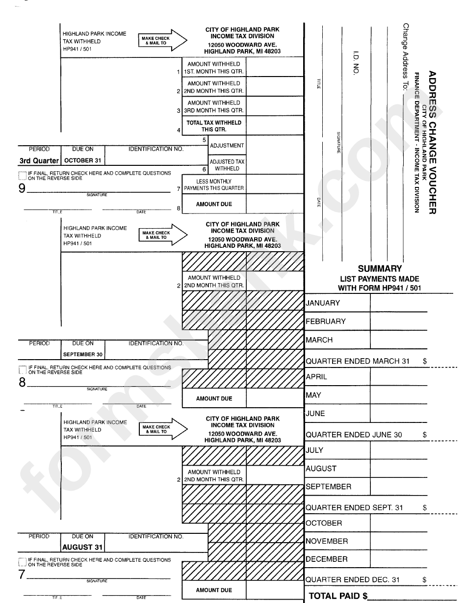 Income Tax Division Form - State Of Michigan