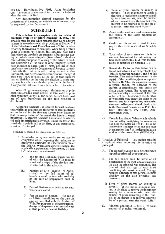 Schedule L Remainder Prepayment Or Invasion Of Trust Corpus printable