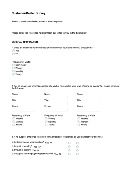 Fillable Nexus Customer Dealer Survey Form Printable Pdf Download