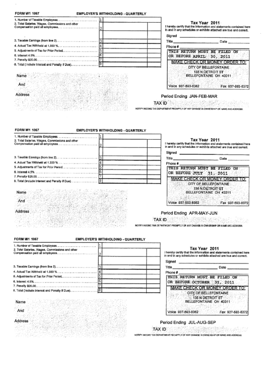 Form W1 1067 - Employer