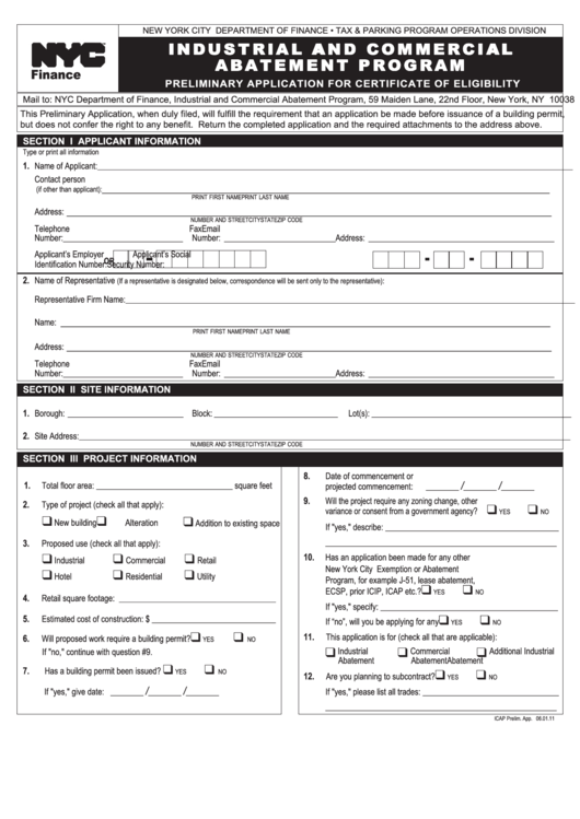 Industrial And Commercial Abatement Program Form Printable pdf