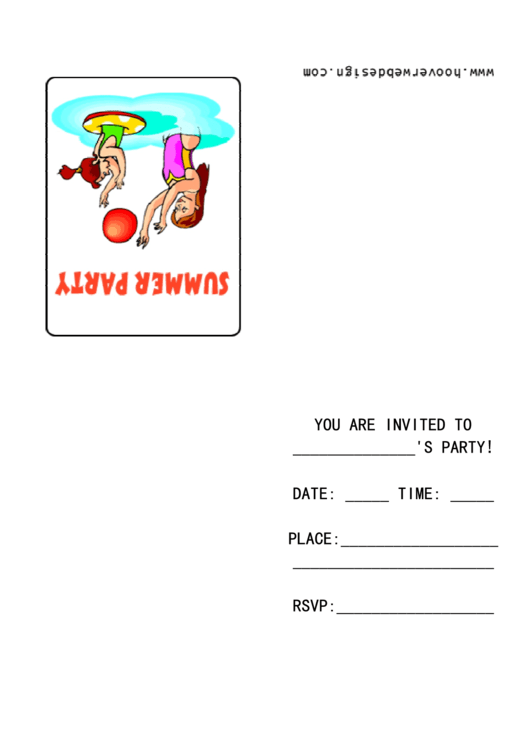 Summer Party Invitation Template Printable pdf