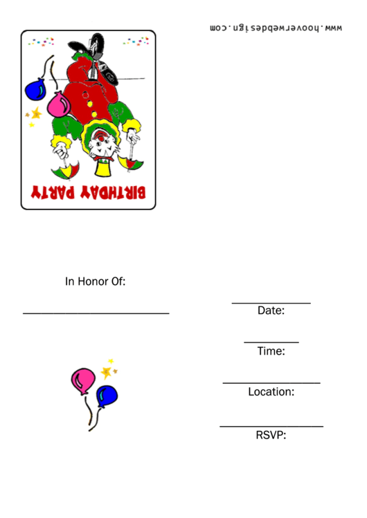 Kids Birthday Party Invitation Template Printable pdf
