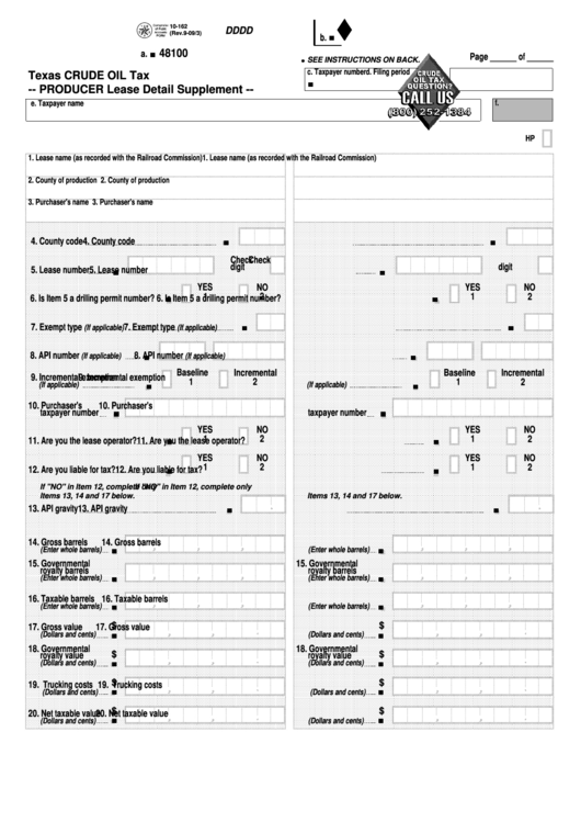 Fillable Form 10-162 - Texas Crude Oil Tax - 2003 Printable pdf