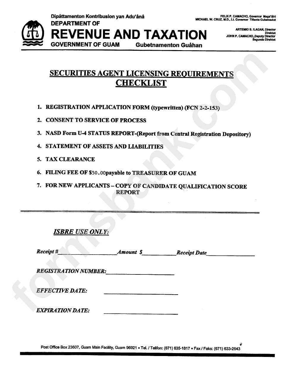Requirements Agent Licensing Requirements Checklist