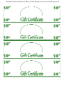 10 Dollars Off Gift Certificates Template