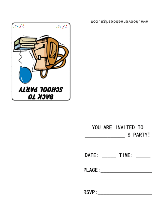 Backpack Back To School Party Invitation Template Printable pdf