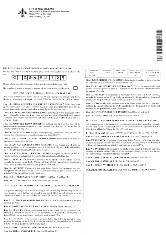 Occupational License Renewal Form 8030 Instructions - City Of New Orleans Printable pdf