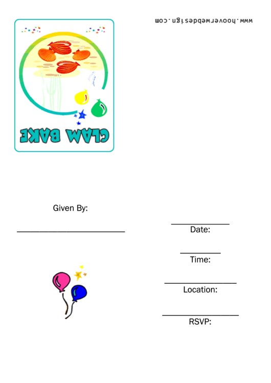 Clam Bake Party Invitation Template Printable pdf