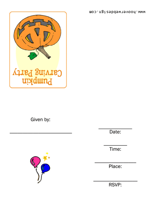 Pumpkin Carving Party Invitation Template Printable pdf