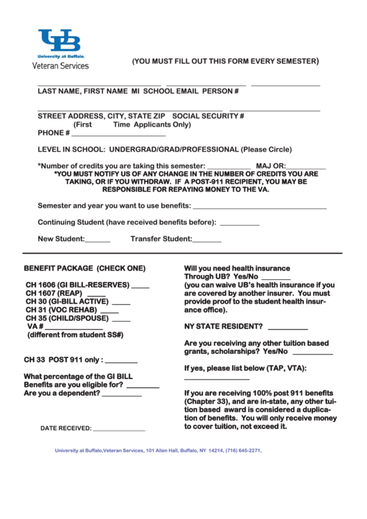 Fillable G.i. Bill Enrollment Card Form Printable pdf