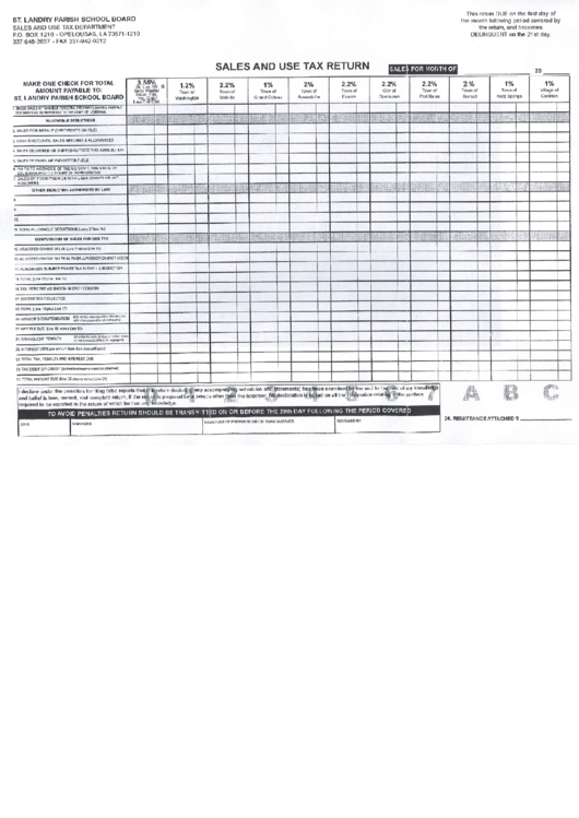 Sales / Use Tax Return Form - St. Laundry Parish Printable pdf