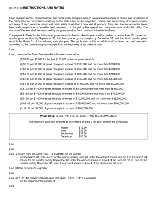 Form R-5197 - Instructions And Rates Printable pdf