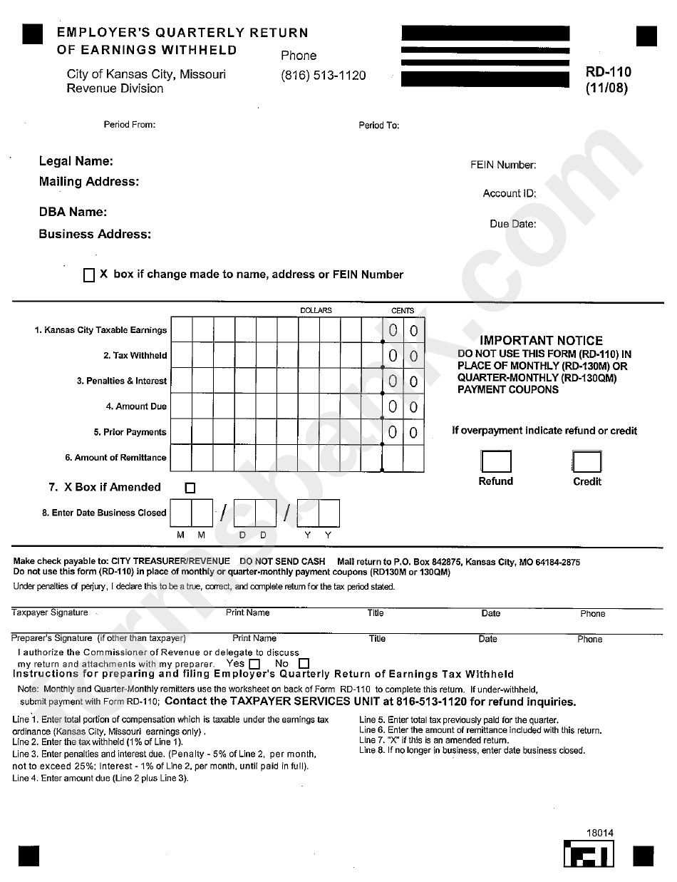Form Rd-110 - Employer