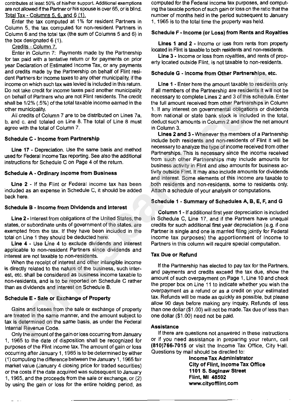 Instructions For Form F1065 - Partnership Return - 2006