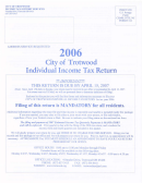 Individual Tax Return Instructions - City Of Trotwood - 2006 Printable pdf