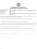 Cancellation Of Statement Of Domestic Qualification Form - Commonwealth Of Kentucky Secretary Of State