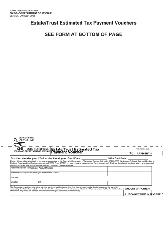 Colorado Form 105ep Colorado Estate/trust Estimated Tax Payment