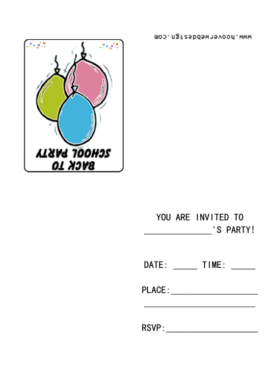 Back To School Party Template Printable pdf