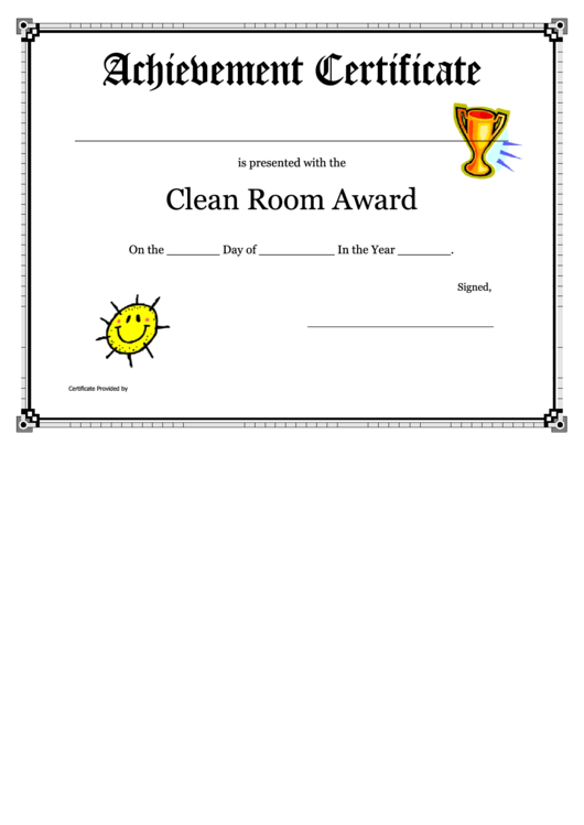 Clean Room Award Achievement Certificate Template Printable pdf