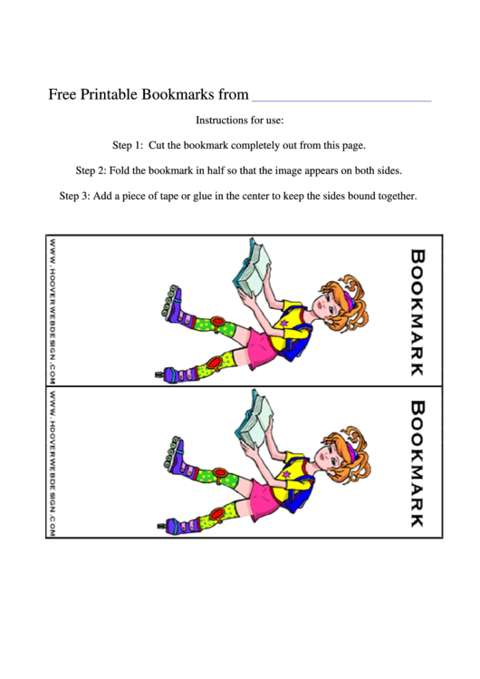 Roller Skater Bookmark Template Printable pdf