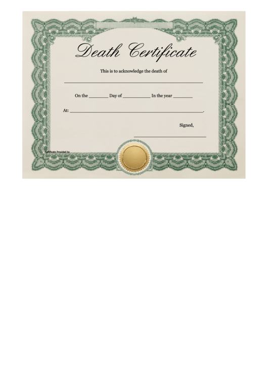 Death Certificate Template Printable pdf