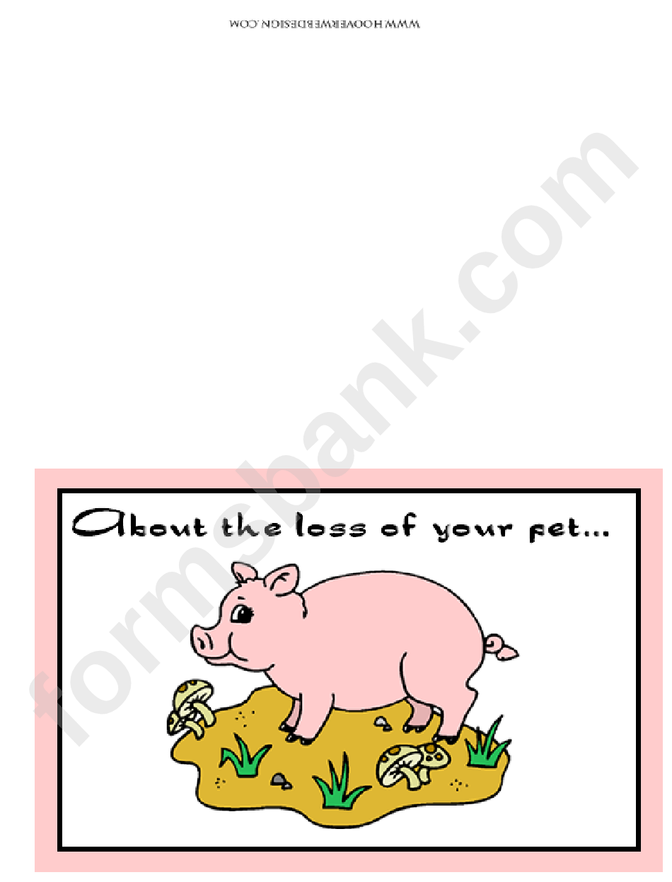 Pet Pig Sorry For Your Loss Pet Sympathy Card