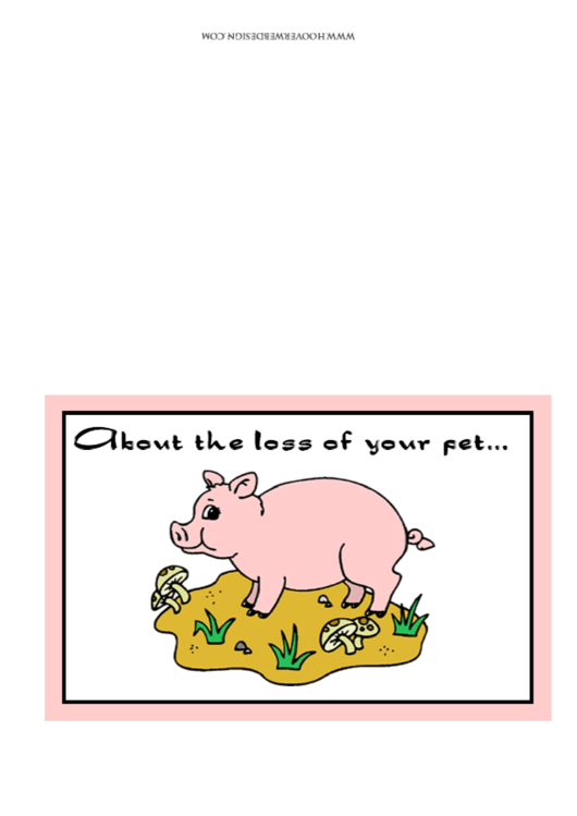 Pet Pig Sorry For Your Loss Pet Sympathy Card Printable pdf