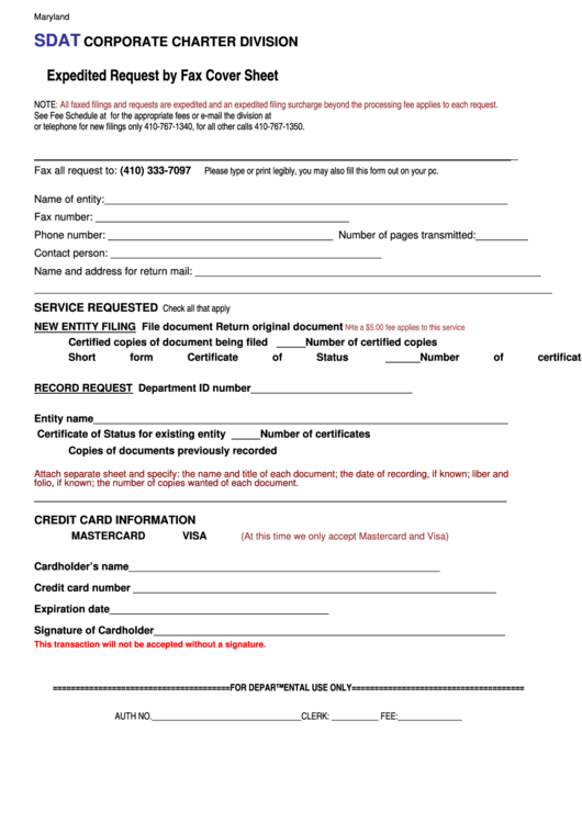 Fillable Expedited Request By Fax Cover Sheet Form Printable pdf