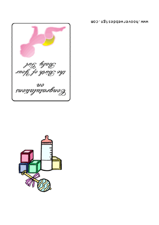 Congratulations Of The Birth Of Baby Girl Greeting Card Template Printable pdf