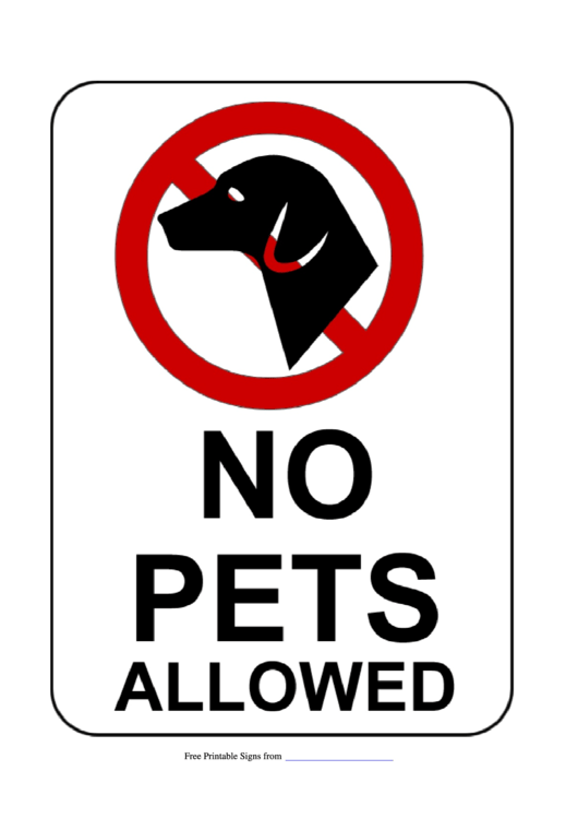 No Pets Allowed Sign Printable pdf