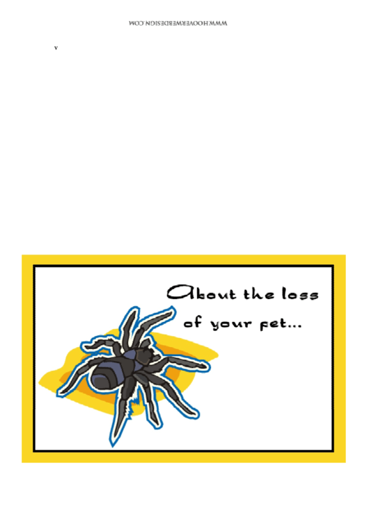 Pet Spider Sorry For Your Loss Pet Sympathy Card Template Printable pdf