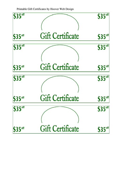 Printable Gift Certificates Printable pdf