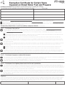 Form Ft-1020 - Exemption Certificate For Certain Taxes Imposed On Diesel Motor Fuel And Propane