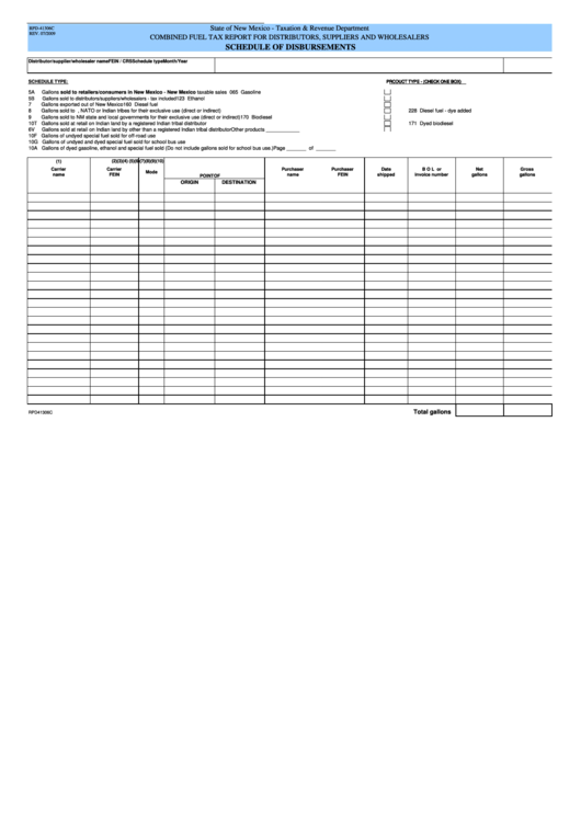 Form Rpd-41306c - Schedule Of Disbursements Printable pdf