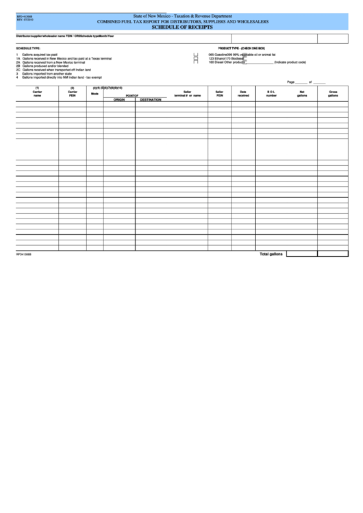 Form Rpd-41306b - Schedule Of Receipts Printable pdf