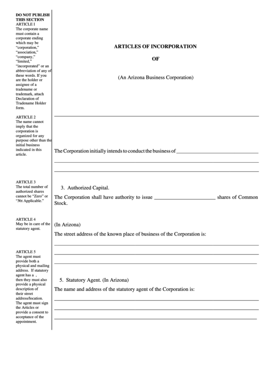 Form Cf:0042 - Articles Of Incorporation - 2005 Printable pdf