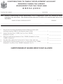 Contribution To Family Development Account Reserve Funds Tax Credit Worksheet For Tax - 2008